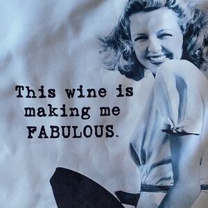 Black and White Print Canvas Wine Theme Tote Bag Funny Saying